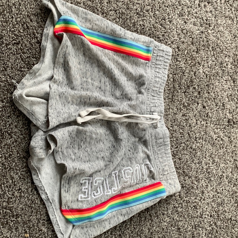 justice shorts with rainbow lines on the sides